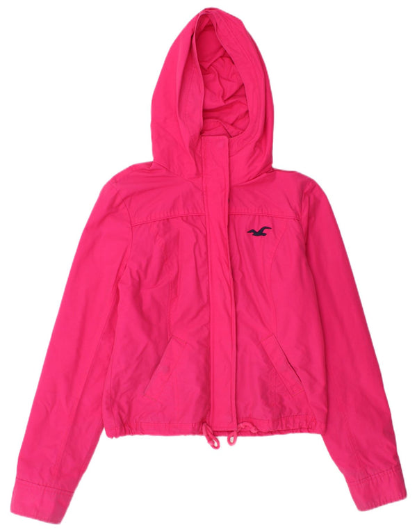 Hollister Womens Crop Hooded Windbreaker Jacke UK 10 Small Rosa Baumwolle