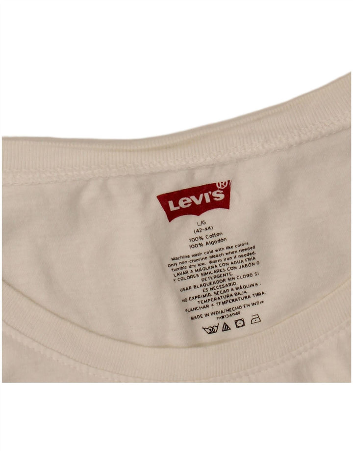 LEVI'S Herren T-Shirt Top UK 42/44 Large Weiße Baumwolle
