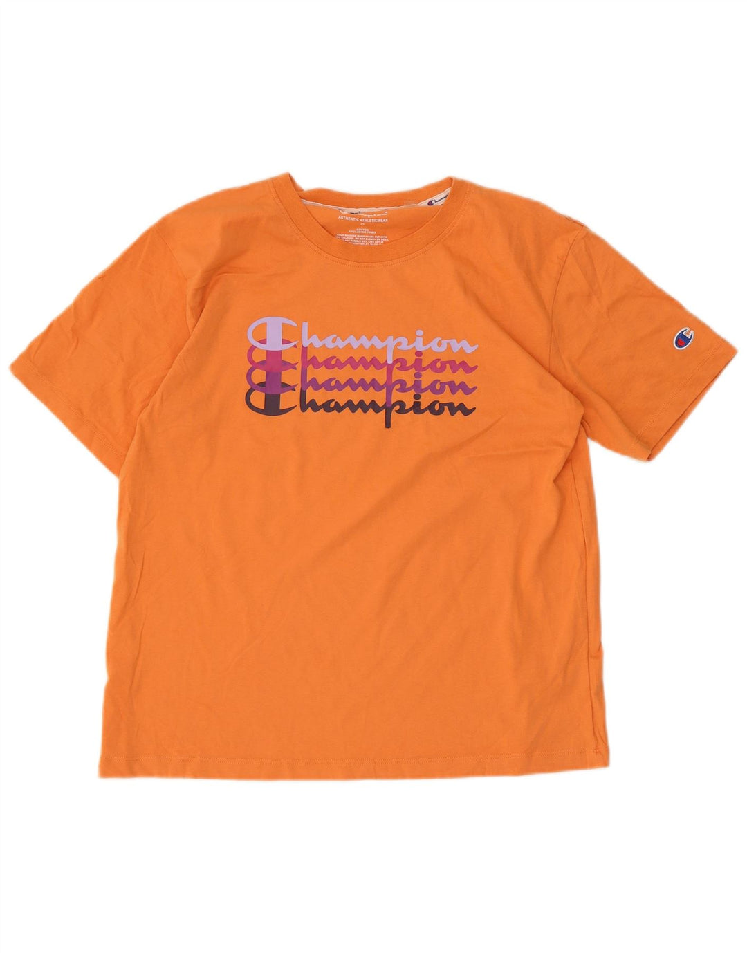 Champion Womens Graphic T-Shirt Top UK 12 Mittelorange Baumwolle