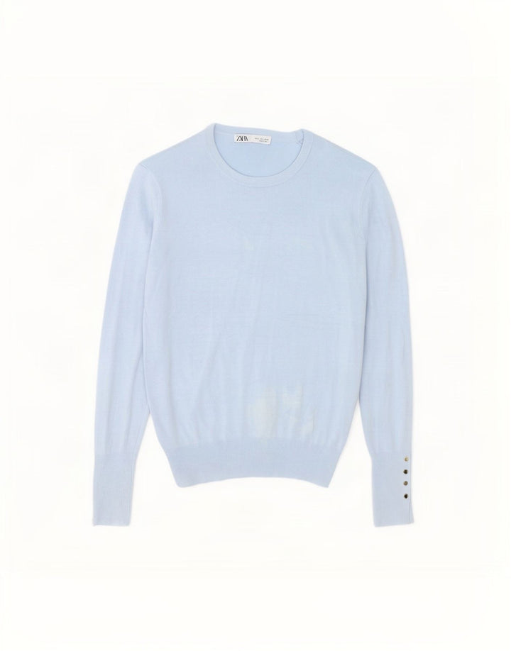 Zara Damen-Pullover mit U-Boot-Ausschnitt, Gr. 16, Blau