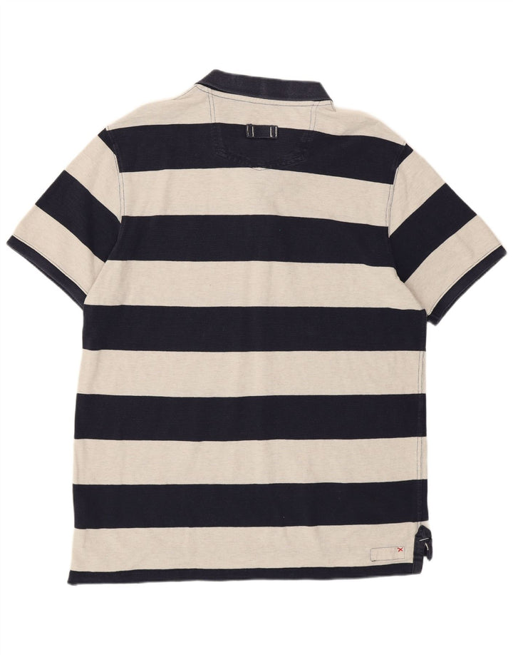 Fat Face Herren-Poloshirt, groß, marineblau, gestreift, Baumwolle