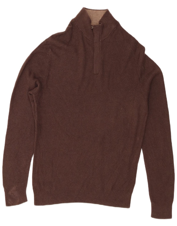 Massimo Dutti Herren-Pullover mit Reißverschluss, XL, braune Baumwolle
