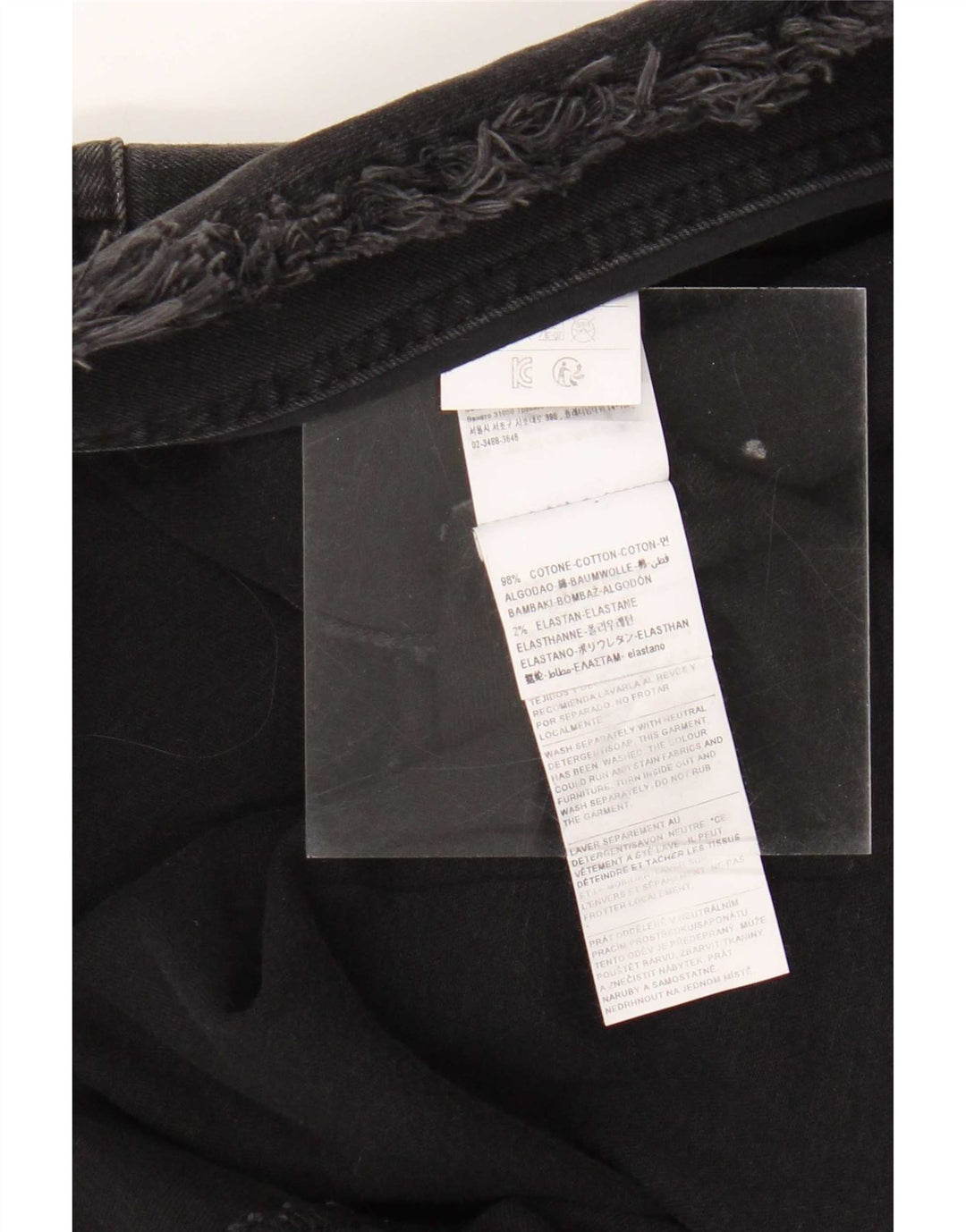 Benetton Damen offene Jeansjacke IT 44 mittelschwarze Baumwolle