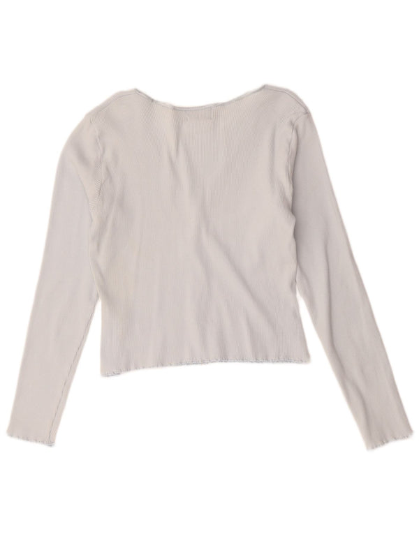 Hobbs Damen Crop Cardigan Top UK 14 Mittelblaue Baumwolle