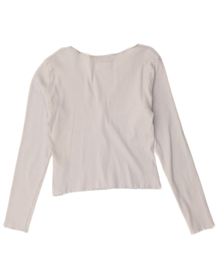 Hobbs Damen Crop Cardigan Top UK 14 Mittelblaue Baumwolle