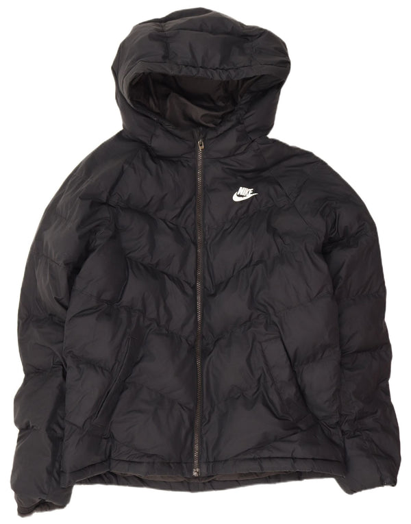 Nike Wattierte Jacke mit Kapuze für Jungen, 13–14 Jahre, XL, schwarzes Polyester