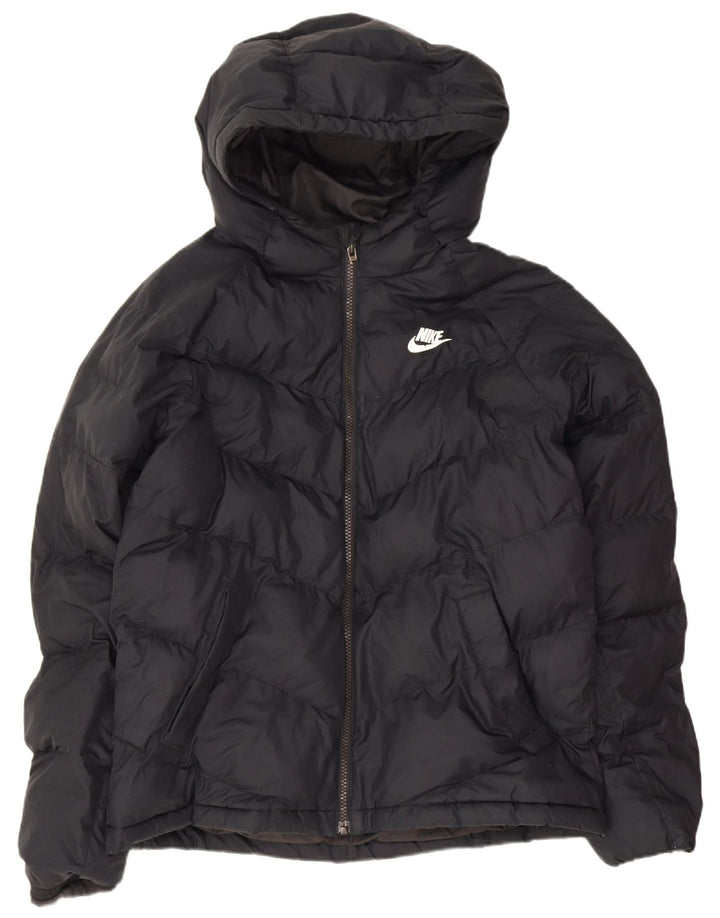 Nike Wattierte Jacke mit Kapuze für Jungen, 13–14 Jahre, XL, schwarzes Polyester