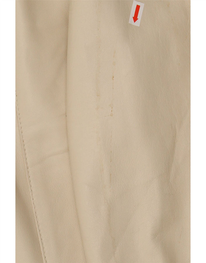 VINTAGE Mens 3 Button Leather Blazer Jacket IT 52 XL Beige Leather