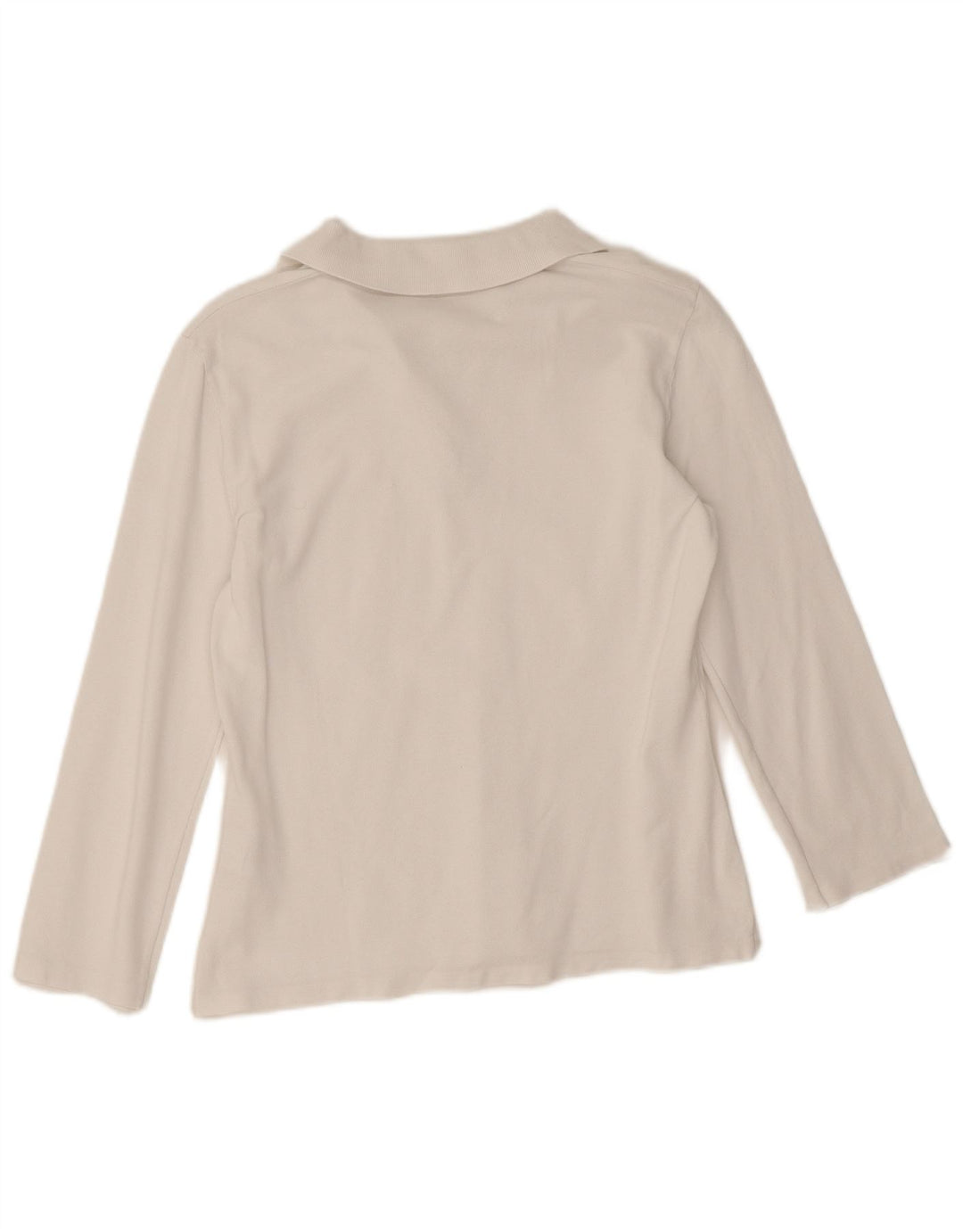 Benetton Damen Langarm-Poloshirt UK 12 Mittelweiß