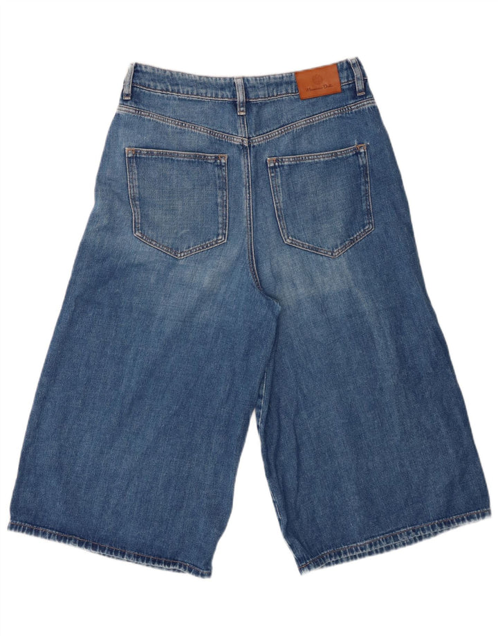 Massimo Dutti Damen Bermuda Denim Shorts EU 38 Small W28 Blau