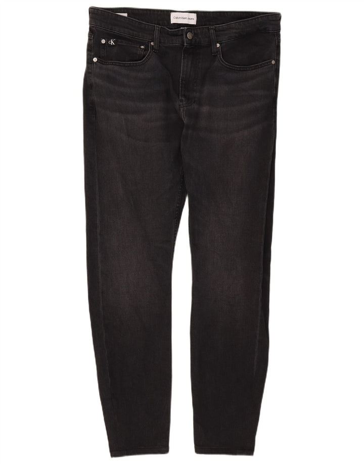 Calvin Klein Herren Slim Jeans W33 L32 Schwarze Baumwolle