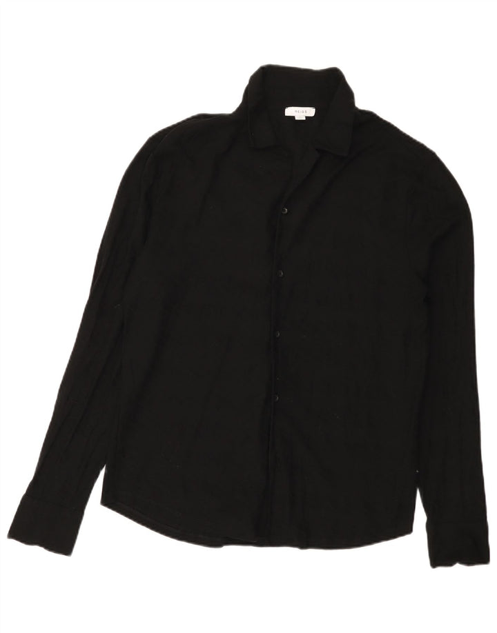 Reiss Herrenhemd Mittelschwarze geometrische Baumwolle