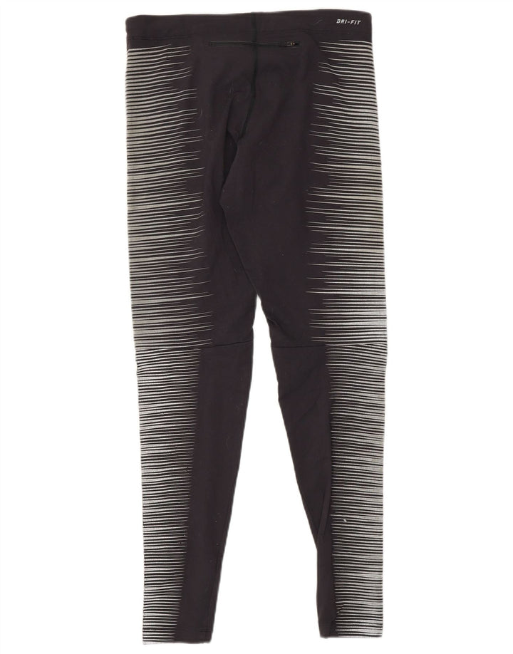 NIKE Damen Dri Fit Leggings UK 8 Kleines graues Nadelstreifen-Nylon