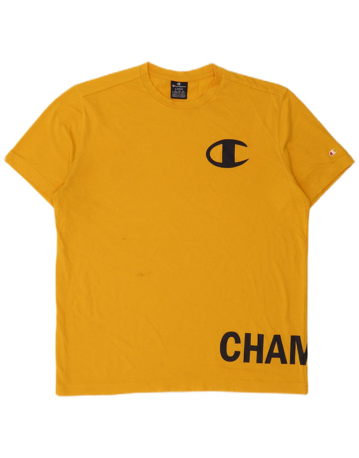 Champion Herren-T-Shirt mit Grafik, Größe L, Gelb