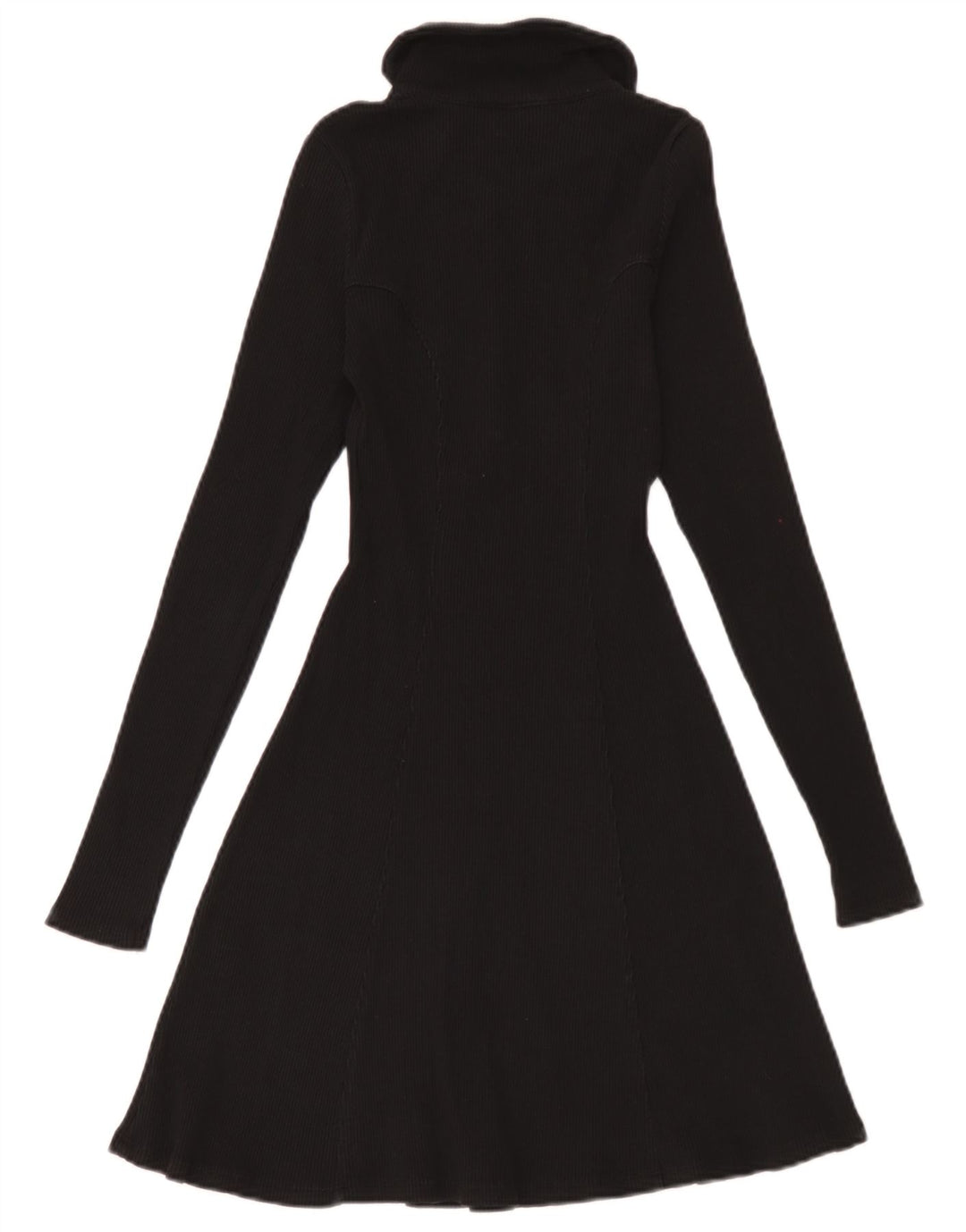Zara Damen Langarm-Polokleid UK 12 Medium Schwarz