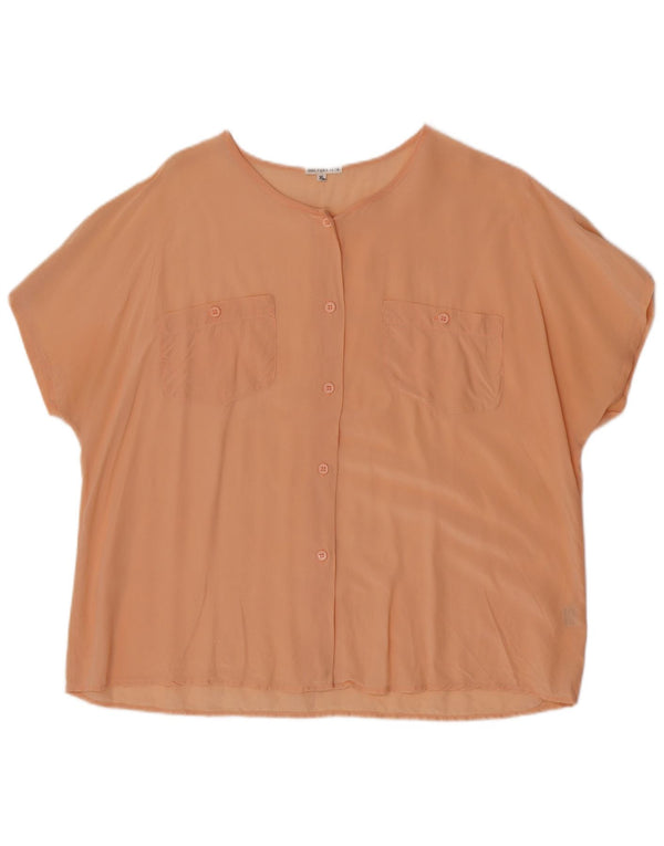 Vintage Damen Kurzarm-Hemdbluse UK 18 XL Rosa Seide