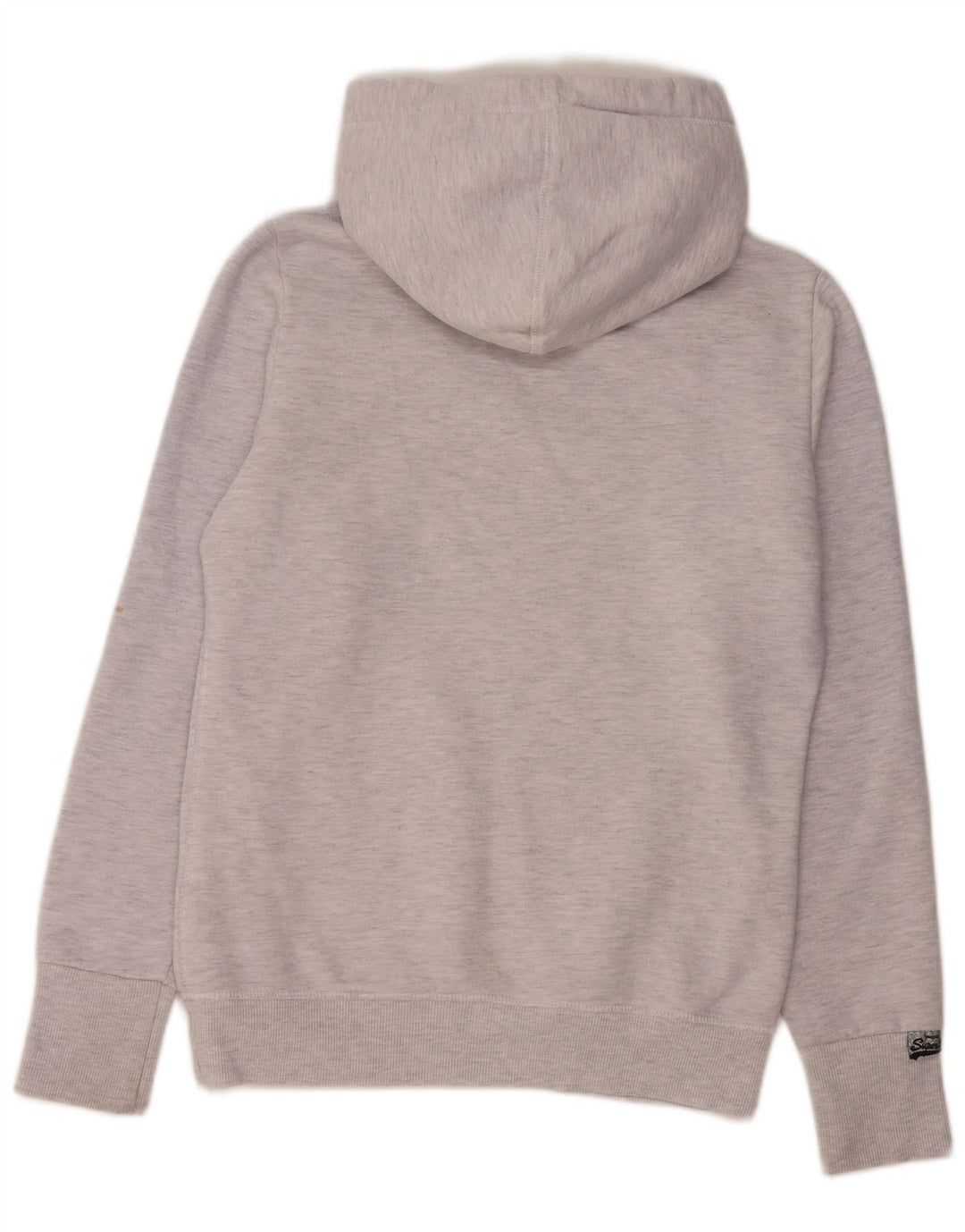 SUPERDRY Damen-Kapuzenpullover mit Grafik, UK 14, mittelgrau gefleckte Baumwolle