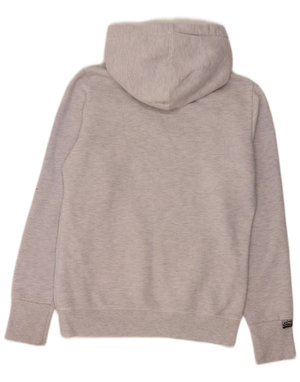 SUPERDRY Damen-Kapuzenpullover mit Grafik, UK 14, mittelgrau gefleckte Baumwolle