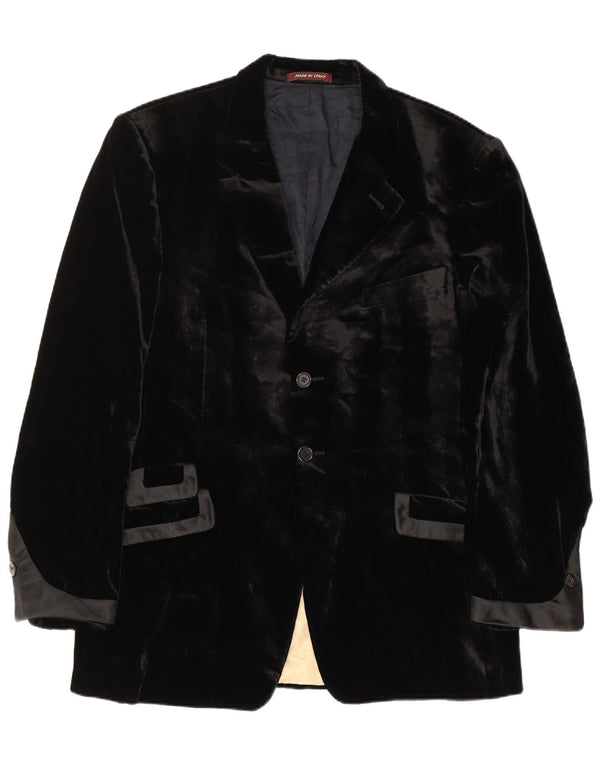 Paul Smith Herren-Blazer aus Velours mit 2 Knöpfen, UK 44, 2XL, schwarze Viskose
