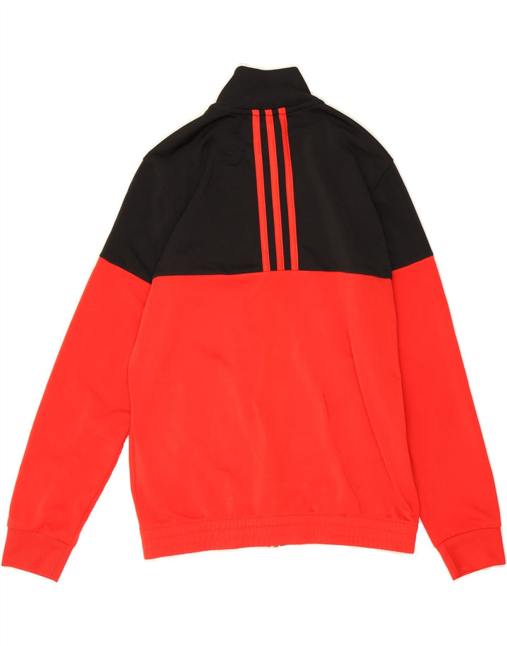 ADIDAS Boys Tracksuit Top Jacket 11-12 Years Red Colourblock Polyester Vintage Adidas and Second-Hand Adidas from Messina Hembry 