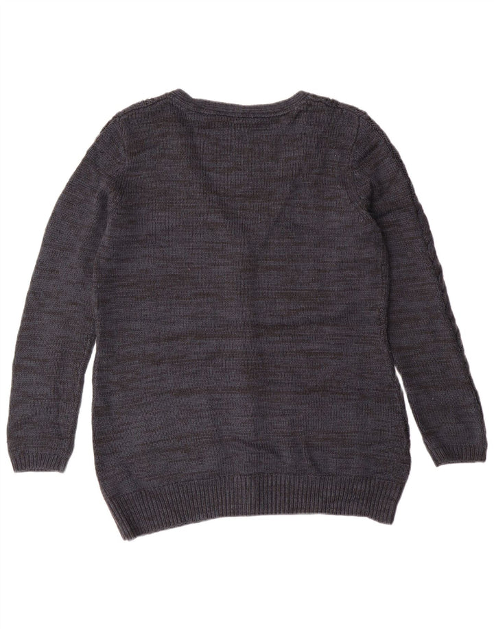 Fat Face Damen-Cardigan-Pullover UK 14 Large Marineblauer Kaschmir-Klassiker