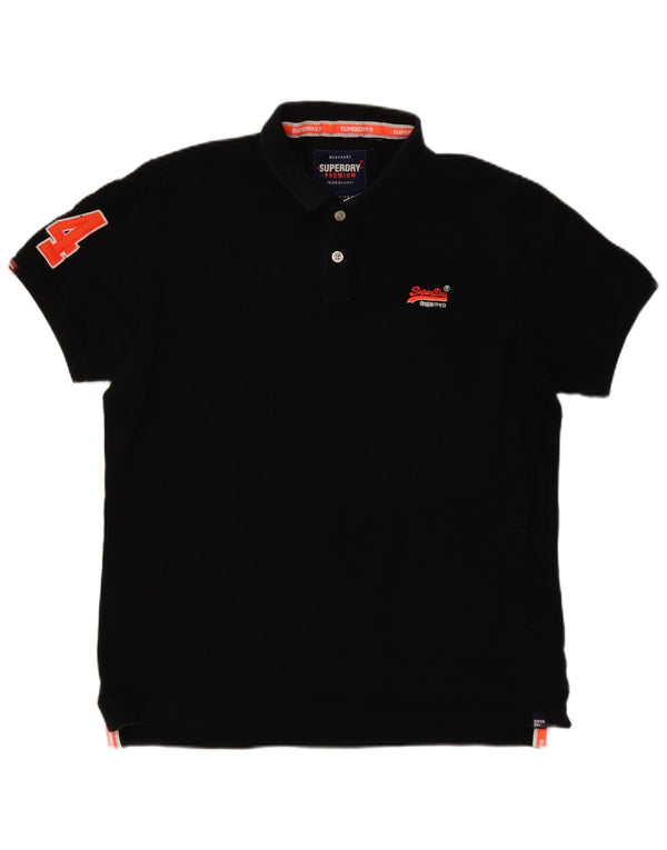 Superdry Herren-Poloshirt mit Grafik, 3XL, schwarze Baumwolle