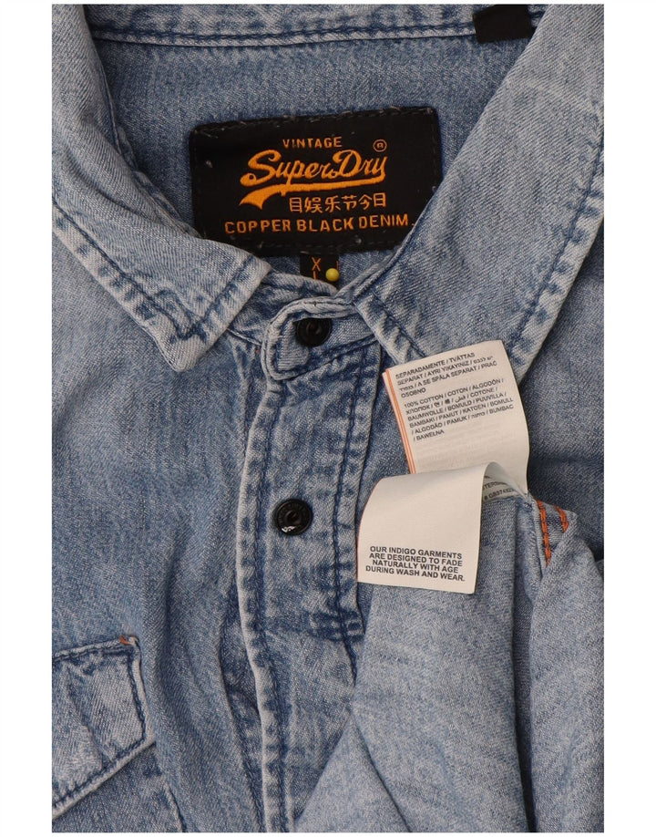 Superdry Herren-Jeanshemd XL aus blauer Baumwolle