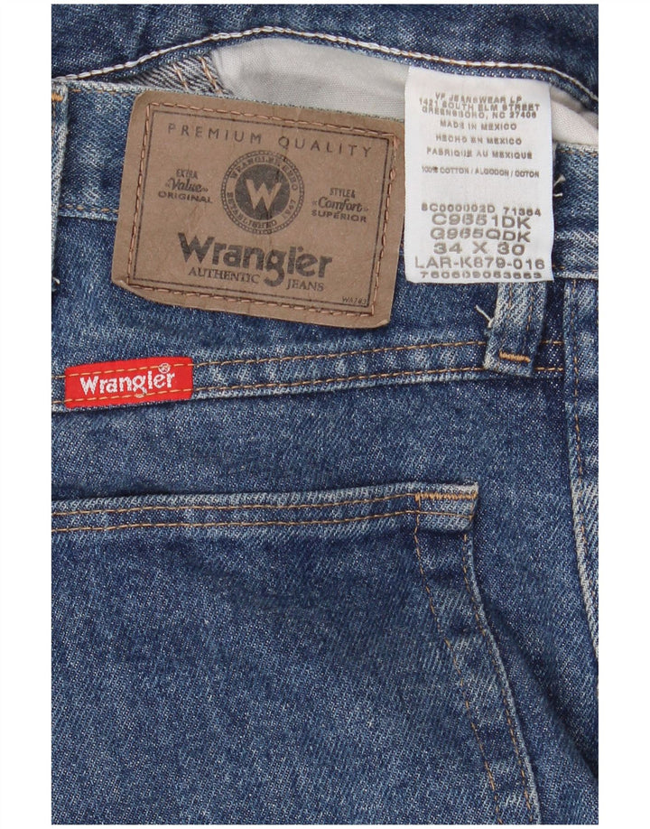 WRANGLER Herren Straight Jeans W34 L30 Blaue Baumwolle