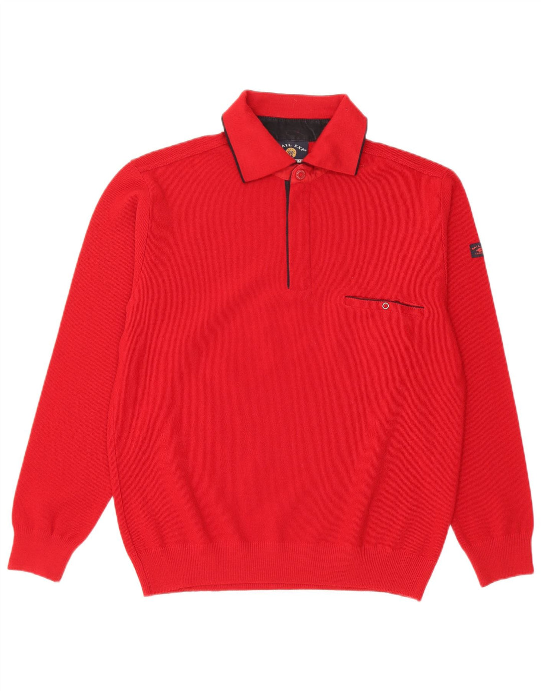 SAIL EXP Herren-Pullover mit Rollkragen, IT 48, mittelrote Merinowolle