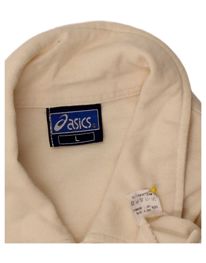 ASICS Mens Short Sleeve Shirt Large Beige Cotton Vintage Asics and Second-Hand Asics from Messina Hembry 