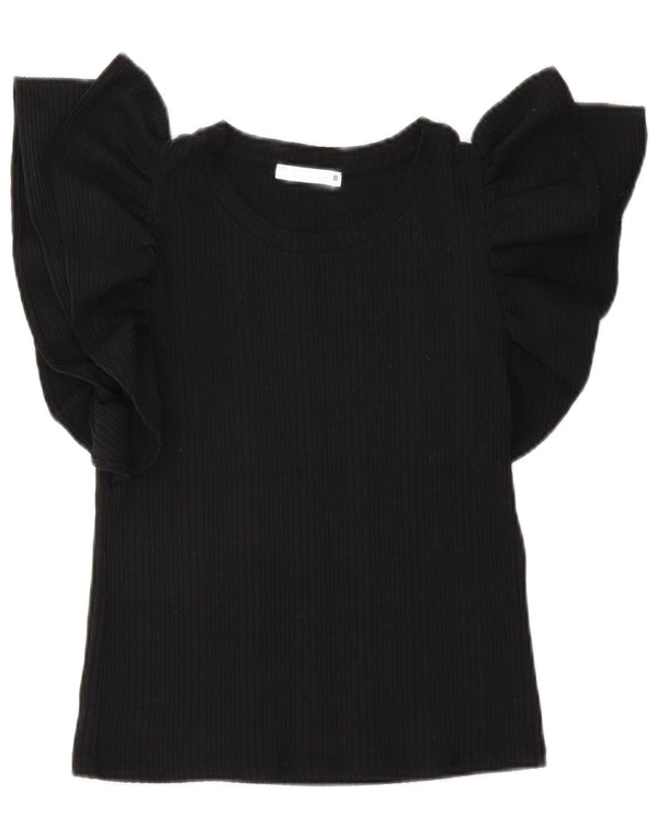 Zara Damen Crop Bluse Top UK 10 Small Schwarz