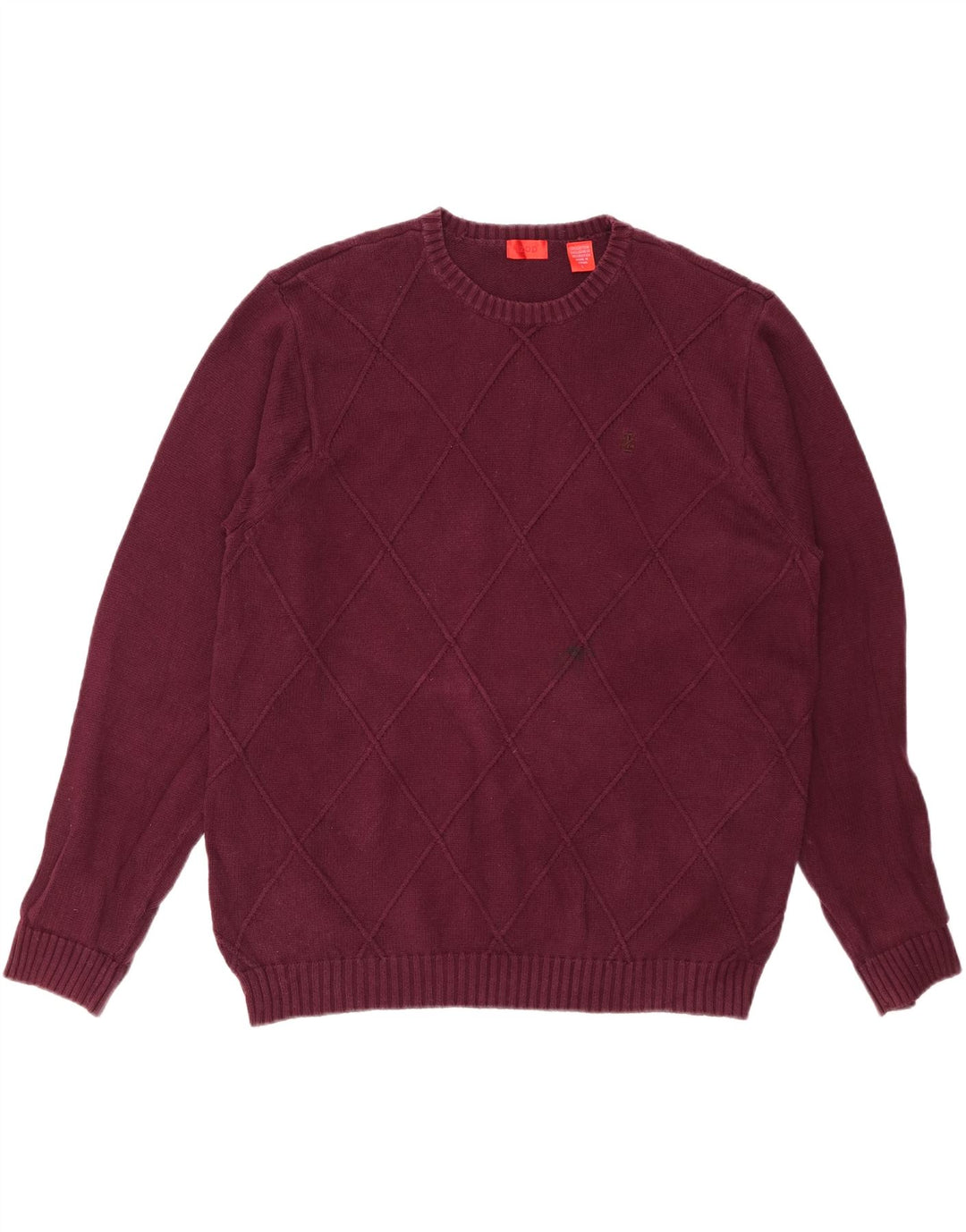 IZOD Mens Crew Neck Jumper Sweater Large Burgundy Cotton