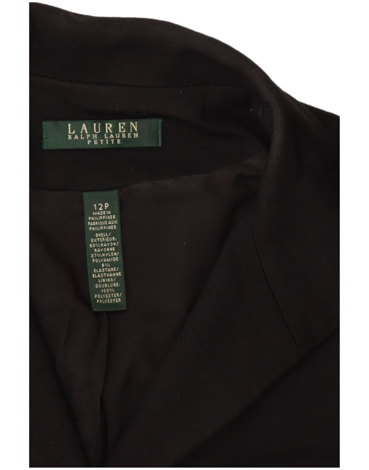RALPH LAUREN Damen Petite Crop 5-Knopf-Blazerjacke US 12 Large Schwarz