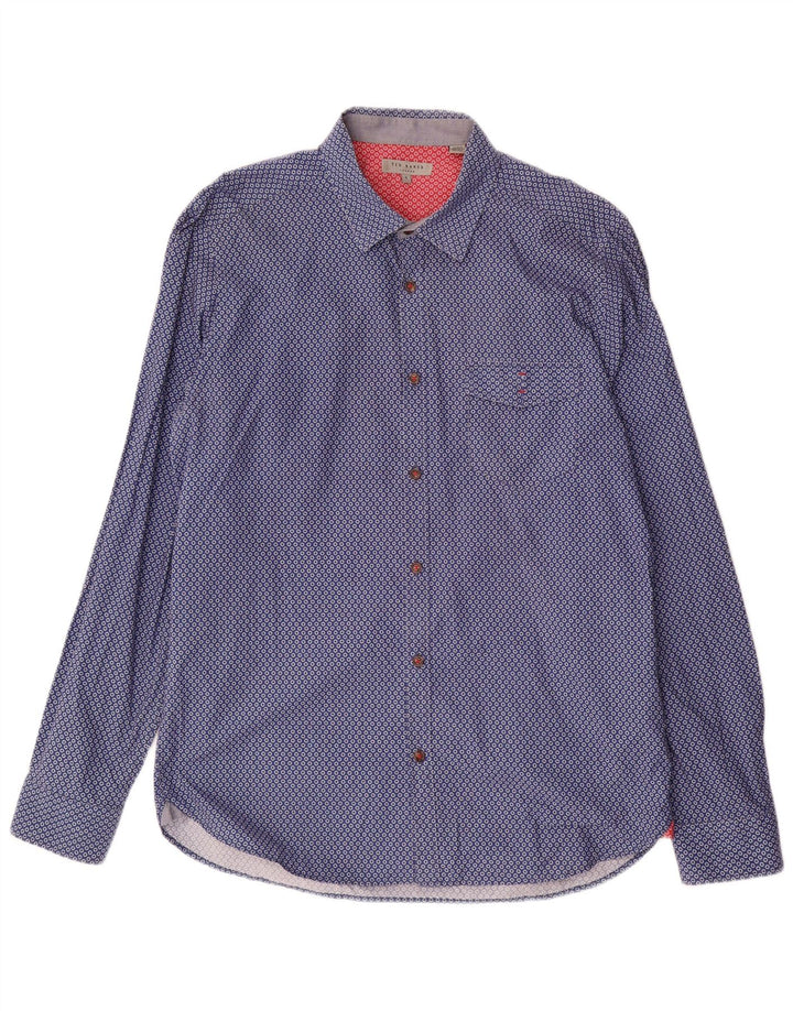 Ted Baker Herrenhemd, Größe 4, groß, blau gepunktete Baumwolle