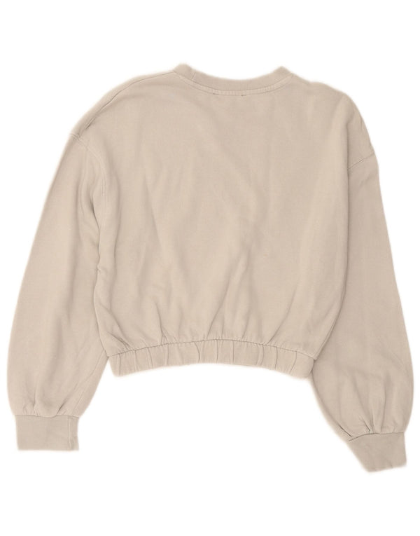 Zara Damen Crop Sweatshirt Pullover UK 10 Small Graue Baumwolle