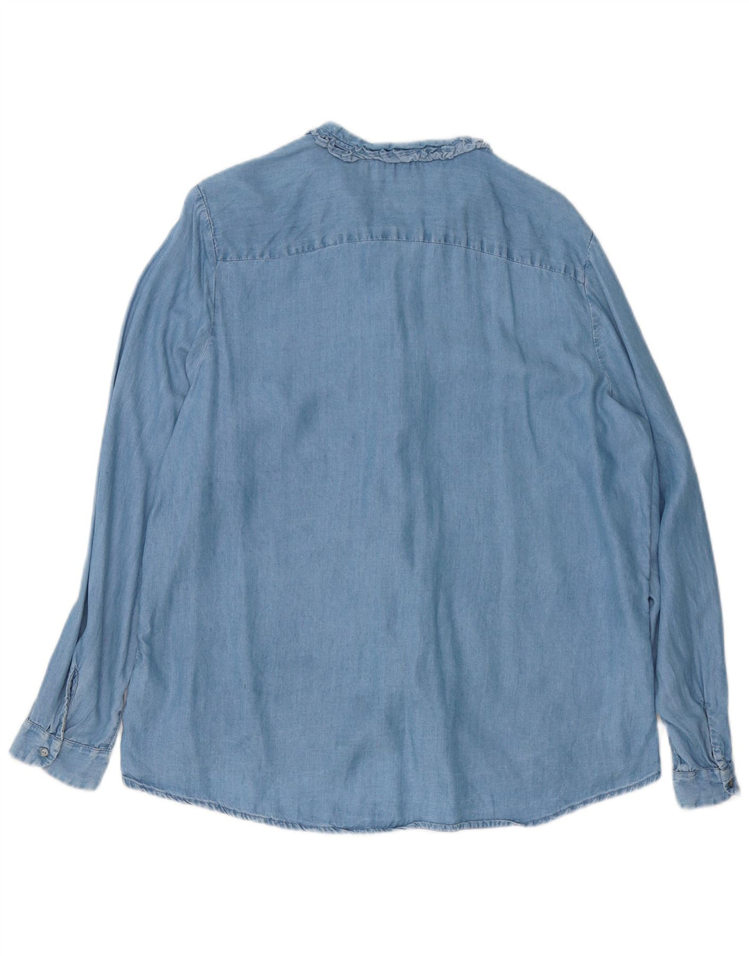 Marks & Spencer Damen-Jeanshemd in Übergröße mit Rüschen vorne, UK 16, Größe L, Blau