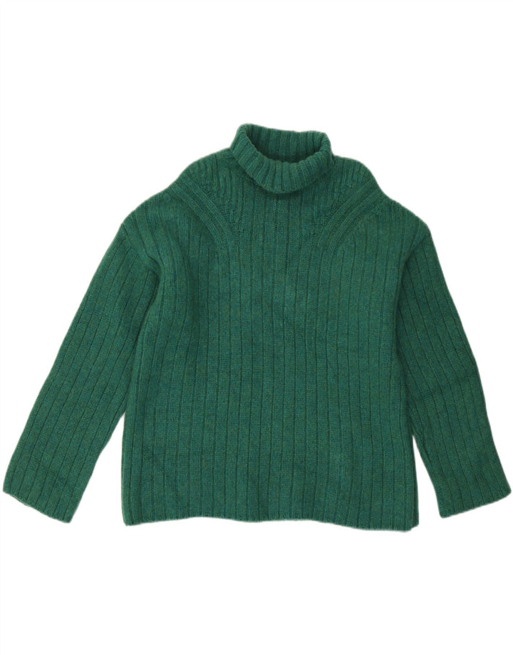 Jigsaw Damen-Pullover mit Rollkragen, UK 14, mittelgrüne Wolle