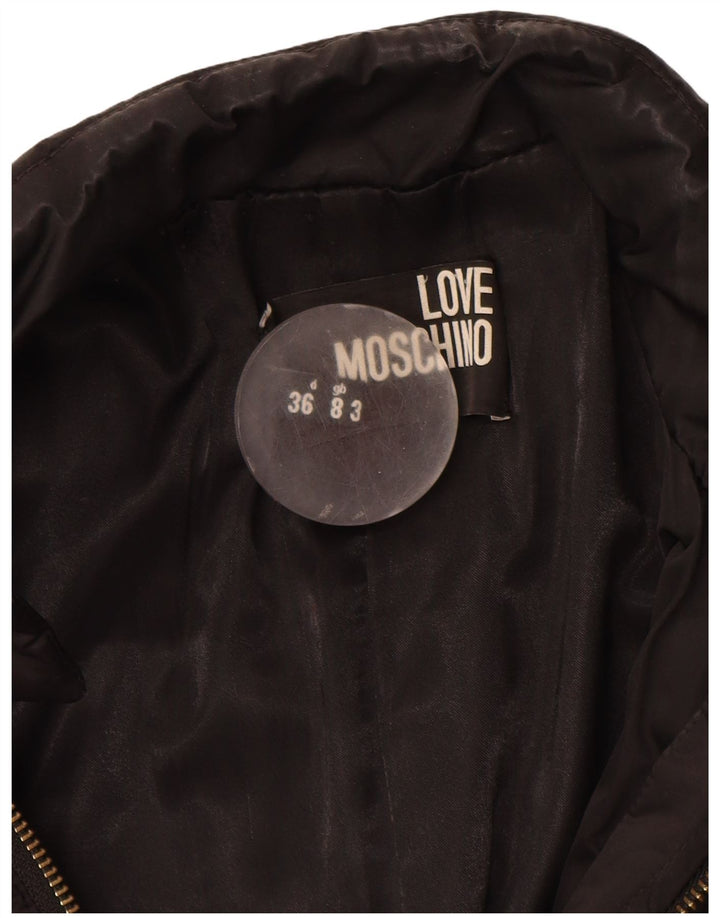 Moschino Damenmantel UK 8 Small Schwarz Polyester