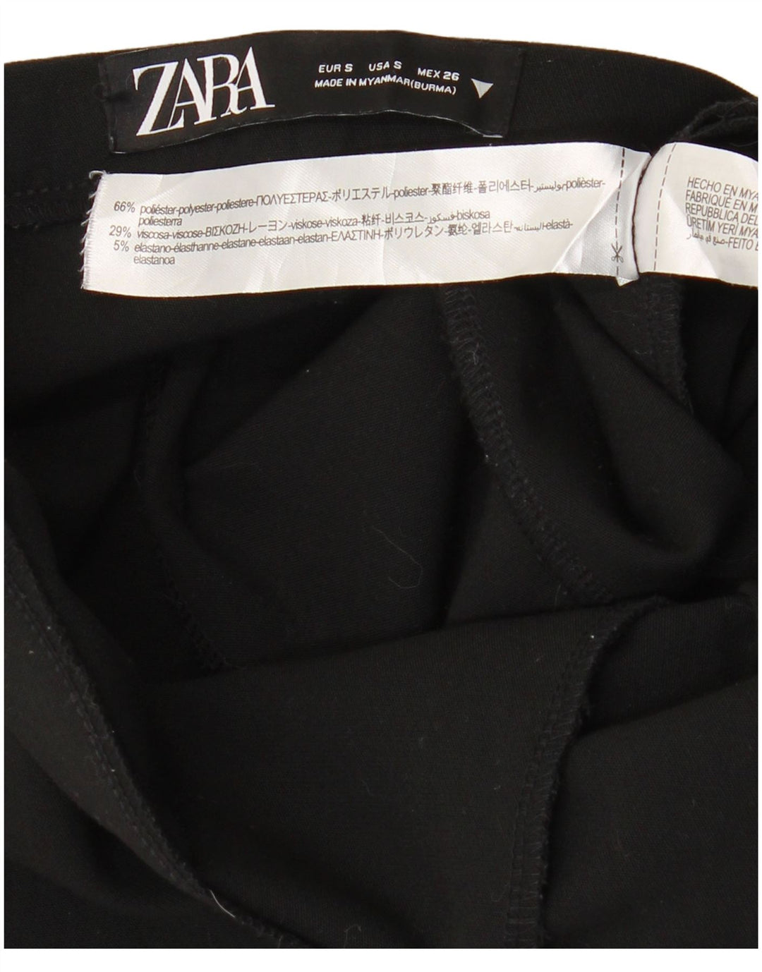 Schmale Freizeithose für Damen von ZARA, Größe S, W26, L27, Schwarz, Polyester