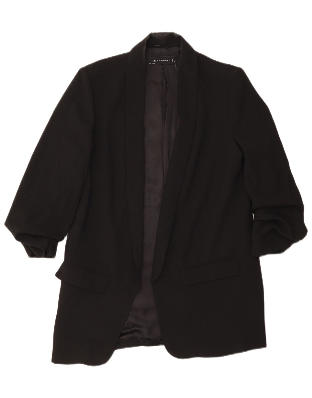 Zara Damen-Blazer mit 3/4-Ärmeln, offen, Gr. 10, Größe S, Schwarz, Polyester