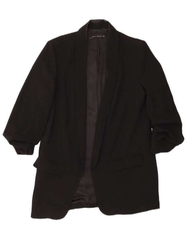 Zara Damen-Blazer mit 3/4-Ärmeln, offen, Gr. 10, Größe S, Schwarz, Polyester