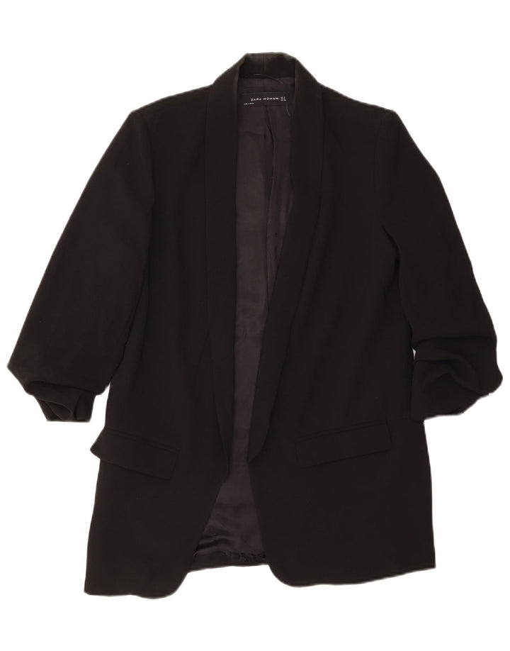 Zara Damen-Blazer mit 3/4-Ärmeln, offen, Gr. 10, Größe S, Schwarz, Polyester