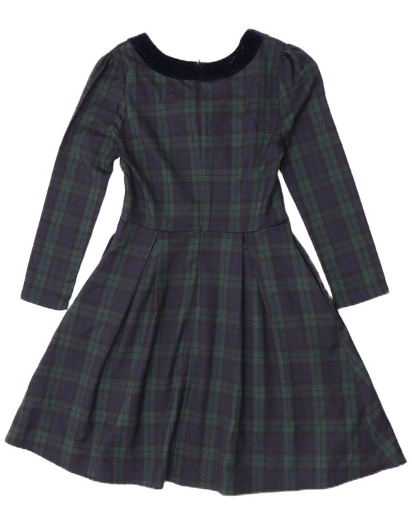 Joanie Damen-Langarmkleid in A-Linie, Größe S, grün kariert, Polyester