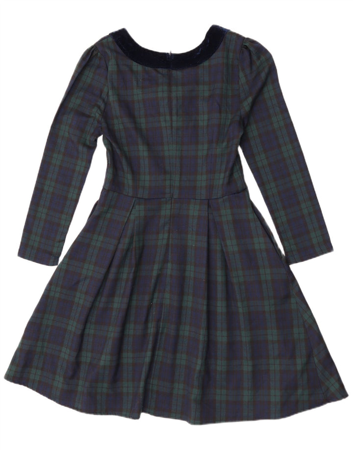 Joanie Damen-Langarmkleid in A-Linie, Größe S, grün kariert, Polyester