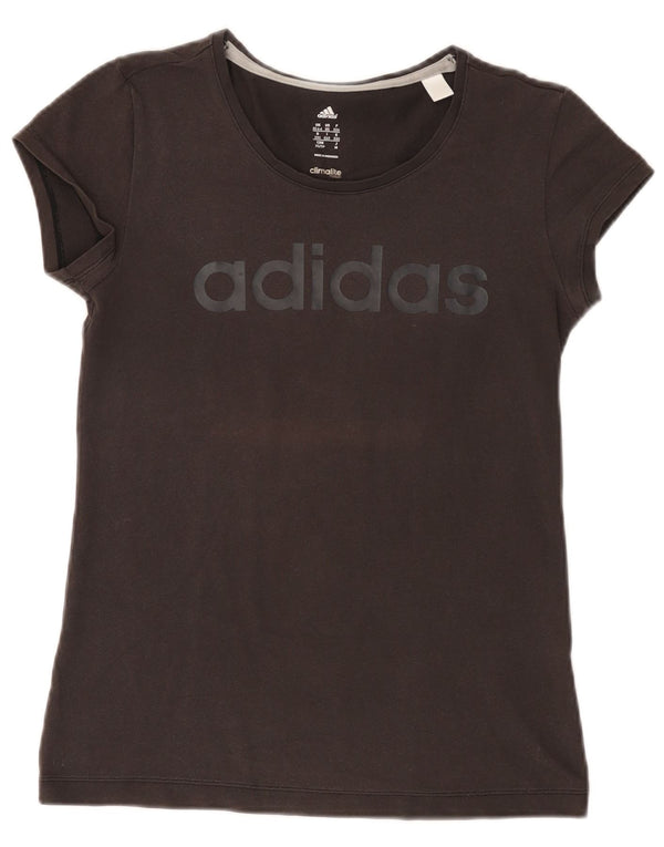 Adidas Womens Climalite Graphic T-Shirt Top UK 4/6 XS Brown Cotton