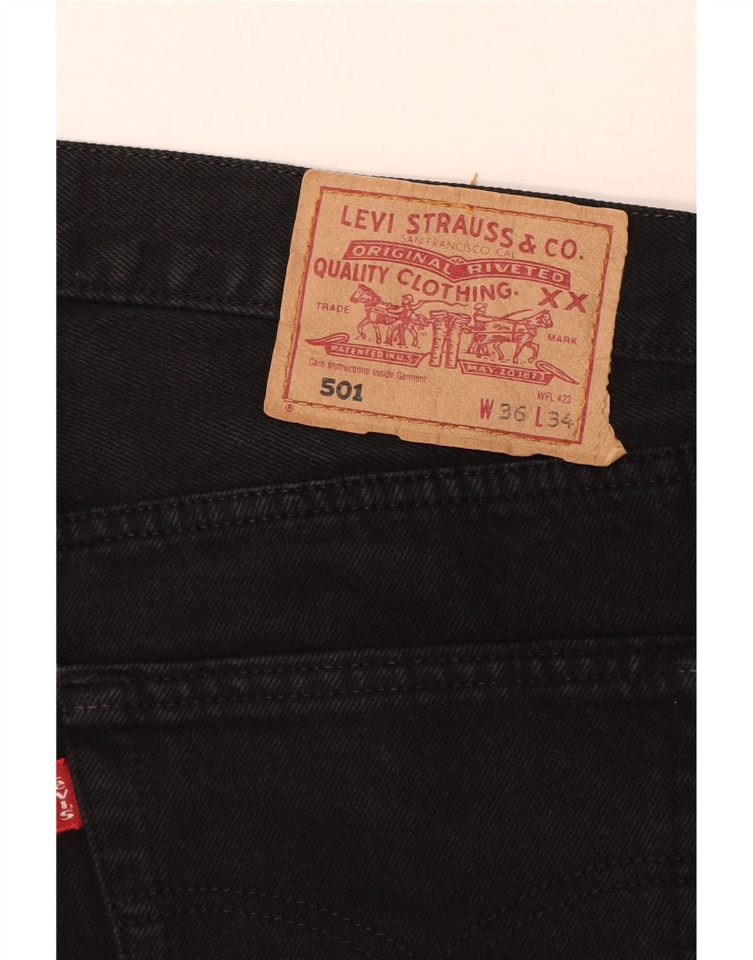 LEVI'S Herren 501 Straight Jeans W36 L34 Schwarze Baumwolle