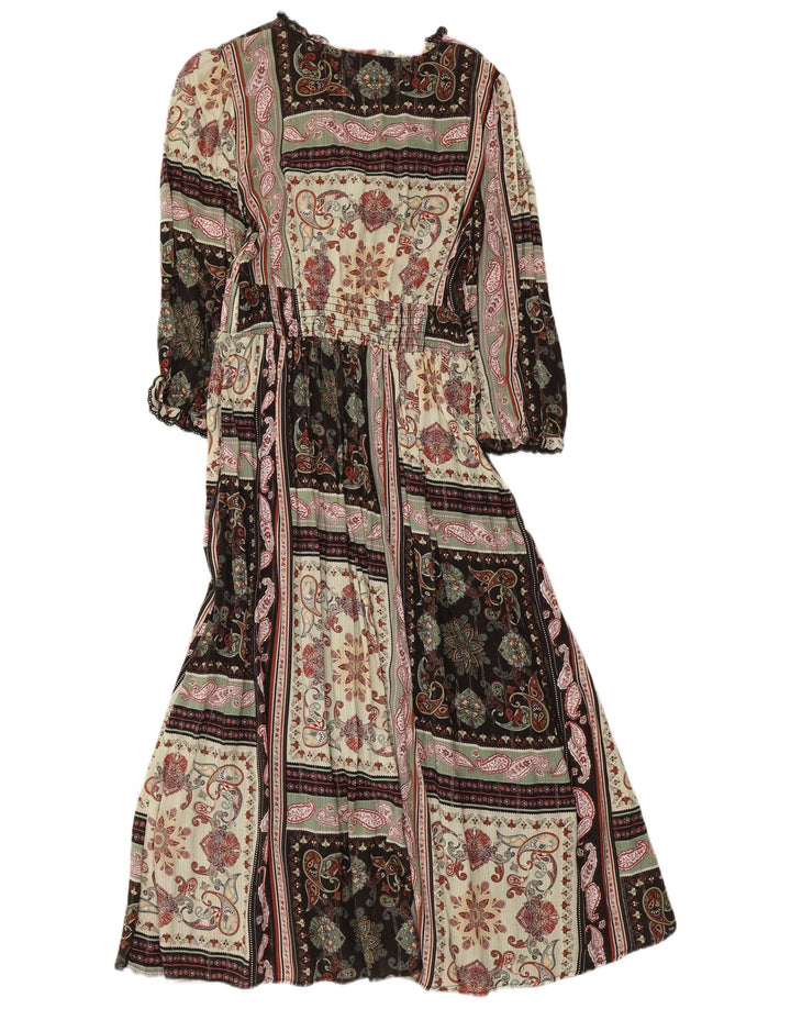 Monsoon Damen-Maxikleid mit 3/4-Ärmeln, Größe S, mehrfarbig, Patchwork