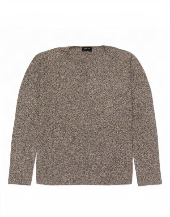 Zara Herren-Pullover mit Rundhalsausschnitt, klein, grau gefleckte Baumwolle