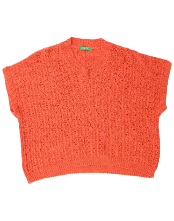 Benetton Damen Übergroßes Weste-Tanktop UK 6 XS Orange Baumwolle