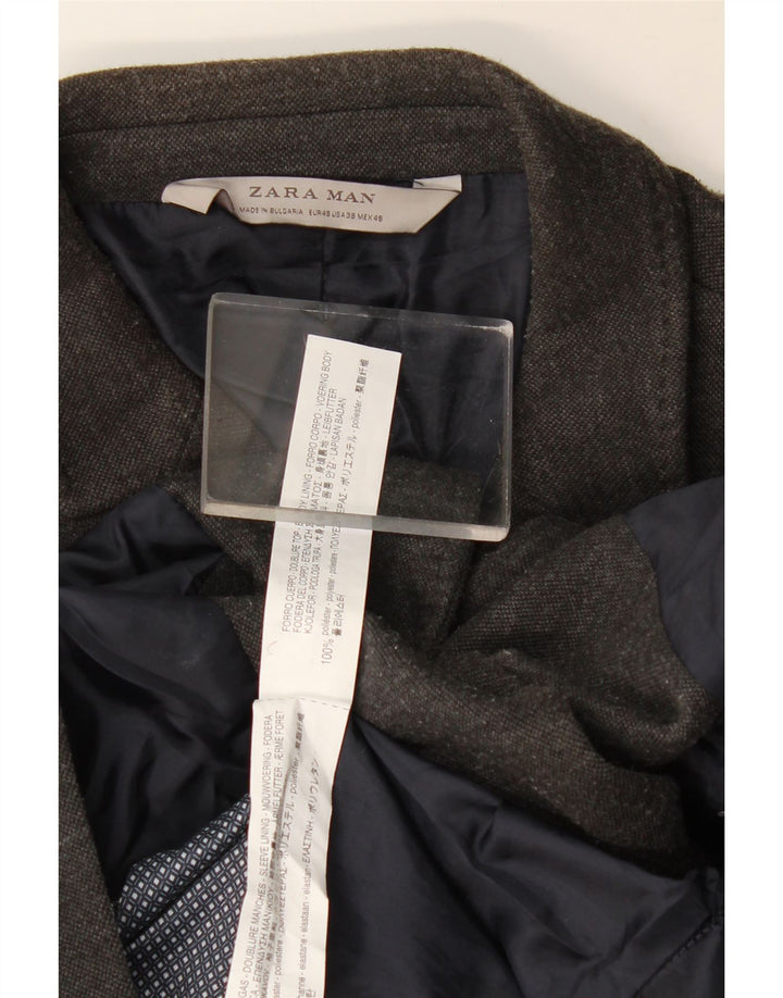 Zara Herren-Blazer mit 2 Knöpfen, EU 48, mittelgraues Polyester